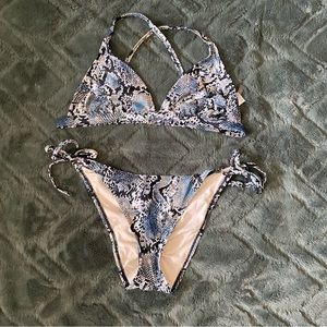 Blue snake print bikini